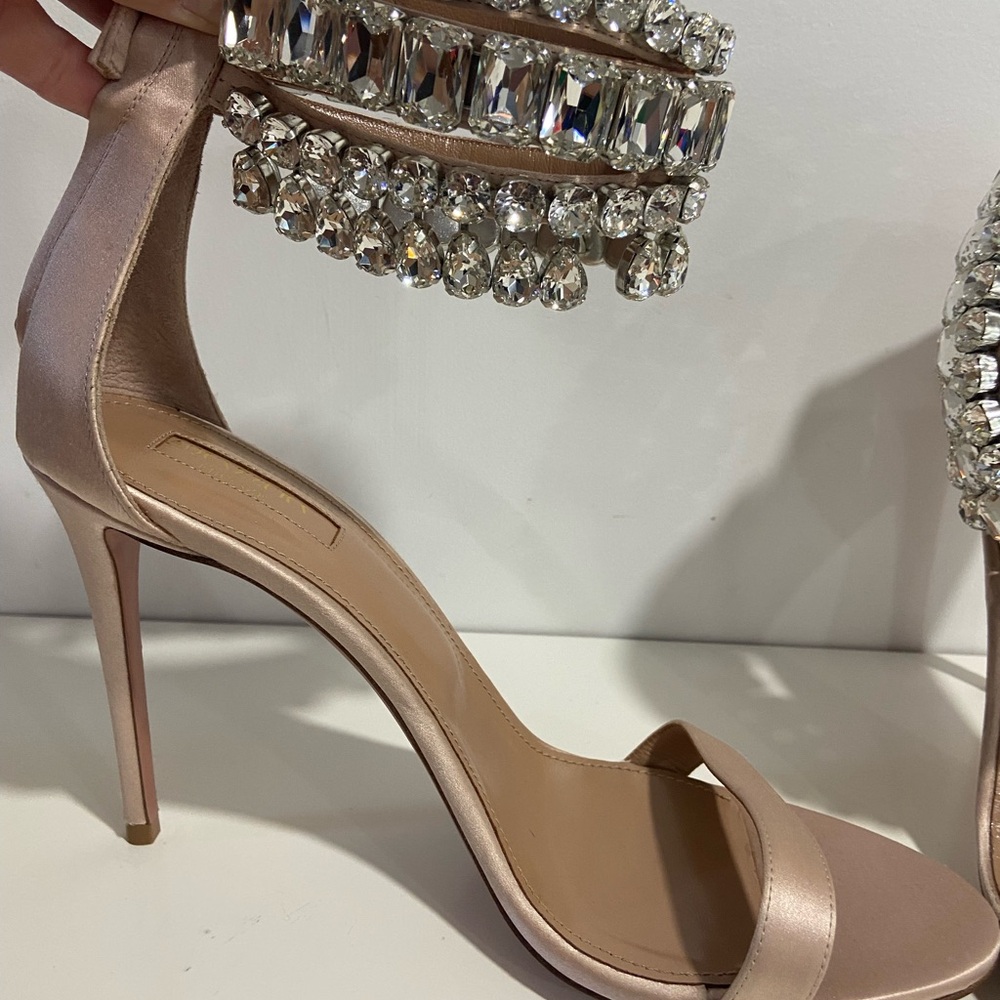 Aquazzura pink jewelled heels